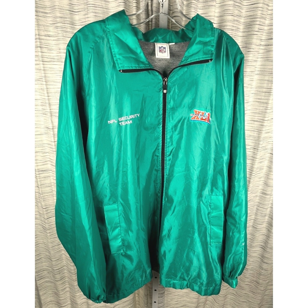 NFL Super Bowl XLI Security Team Staff Windbreaker Jacket Teal Mens Large Zip up